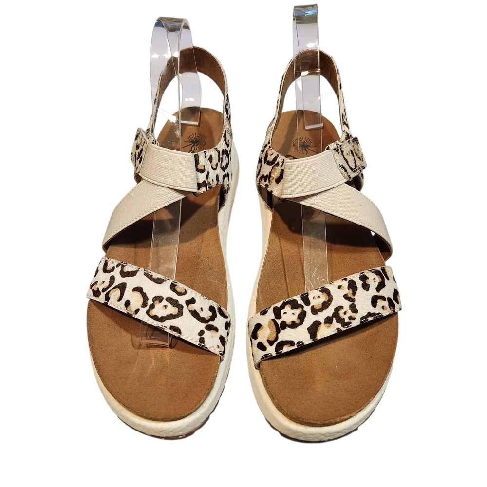 NWOB OTBT SIERRA LEOPARD PRINT CALF HAIR SANDSLS SZ 8.5